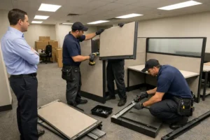 disassemble office cubicles