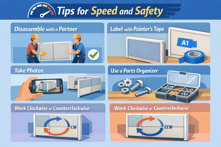 how to disassemble office cubicles
