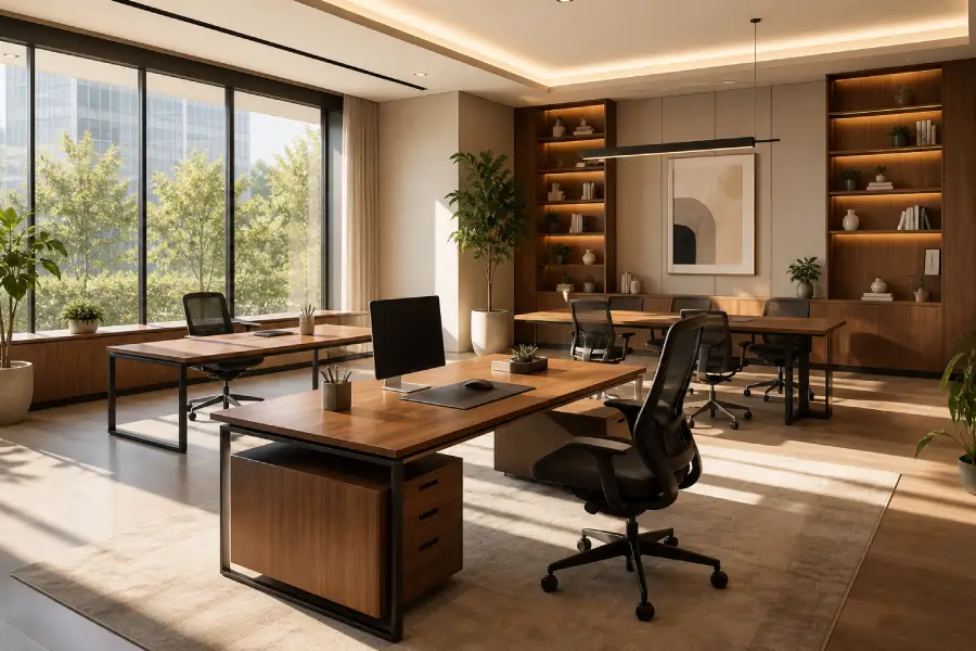 Modern open office workspace