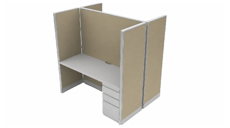 2 Person Private 5' x 2' Cubicle with Drawer Storage product view