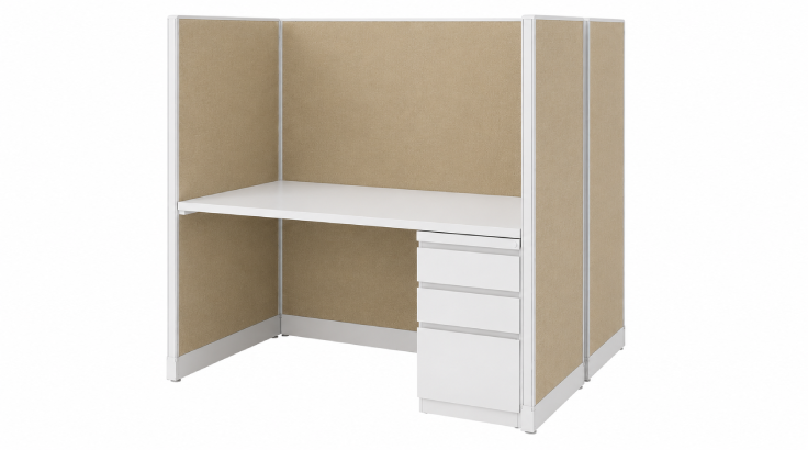 2 Person Private 5' x 2' Cubicle with Drawer Storage