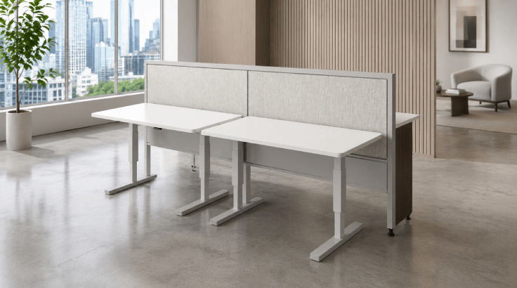 4 Person 48" Wide Power Beam with Height-Adjustable Worksurfaces room view