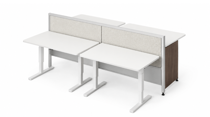 4 Person 48_ Wide Power Beam with Height-Adjustable Worksurfaces-white background