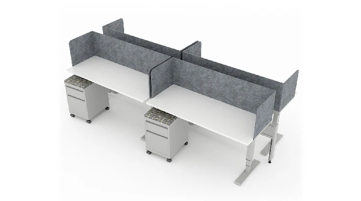 Modern 4 Person 60" Wide Power Beam with Height Adjustable Worksurface product view