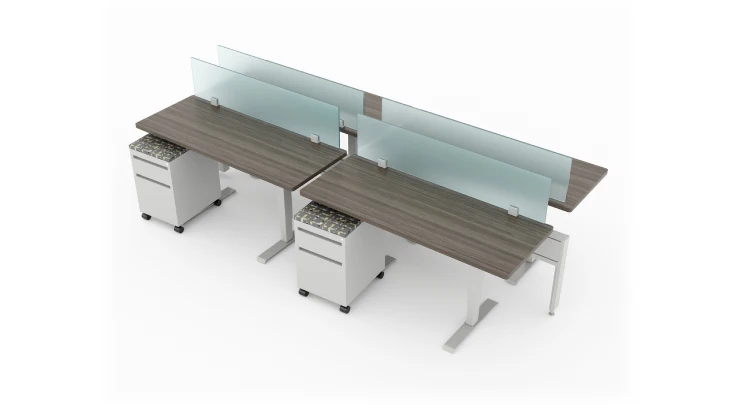 4 Person 60" Wide Power Beam with Height Adjustable Worksurface product view