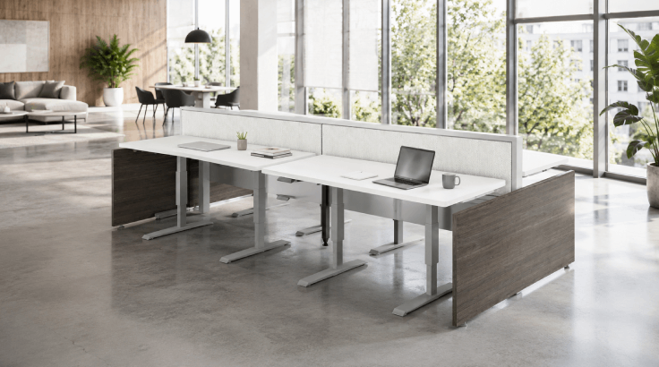 4 Person 60" Wide Power Beam with Height-Adjustable Worksurfaces room view