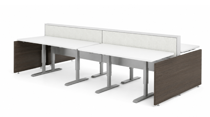 4 Person 60_ Wide Power Beam with Height-Adjustable Worksurfaces-white back