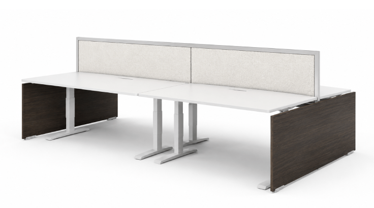 4 Person 60_ Wide Power Beam with Height-Adjustable Worksurfaces-white back