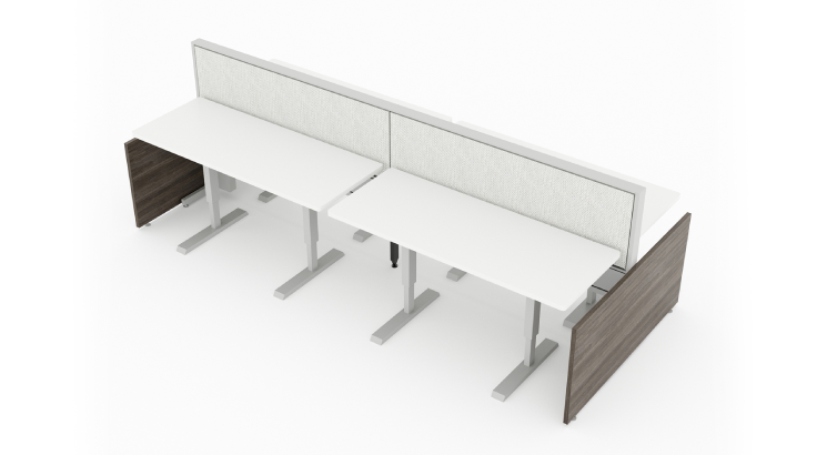 4 Person 60" Wide Power Beam with Height-Adjustable Worksurfaces