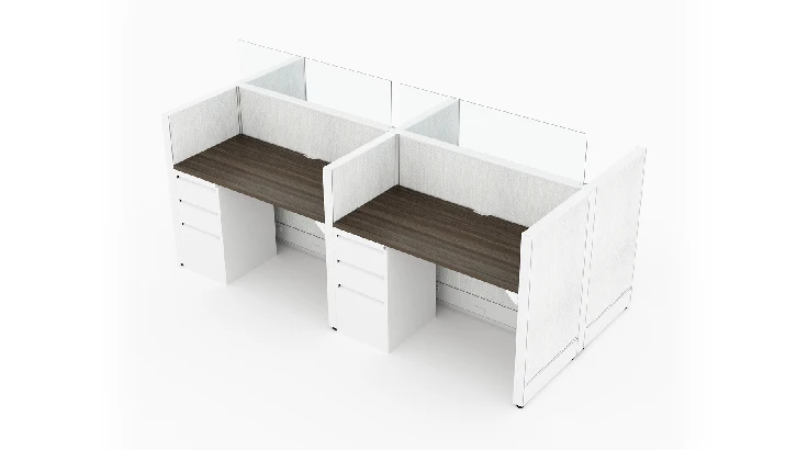 4 Person Low Open 4x2 Cubicle with Glass – Quickship product view