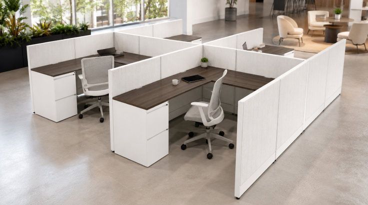 4 Person Low Open 6x6 Corner Cubicle - Quickship room view