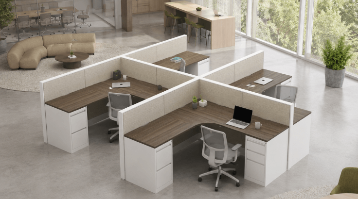4-Person Open 6x6Corner Cubicle room view