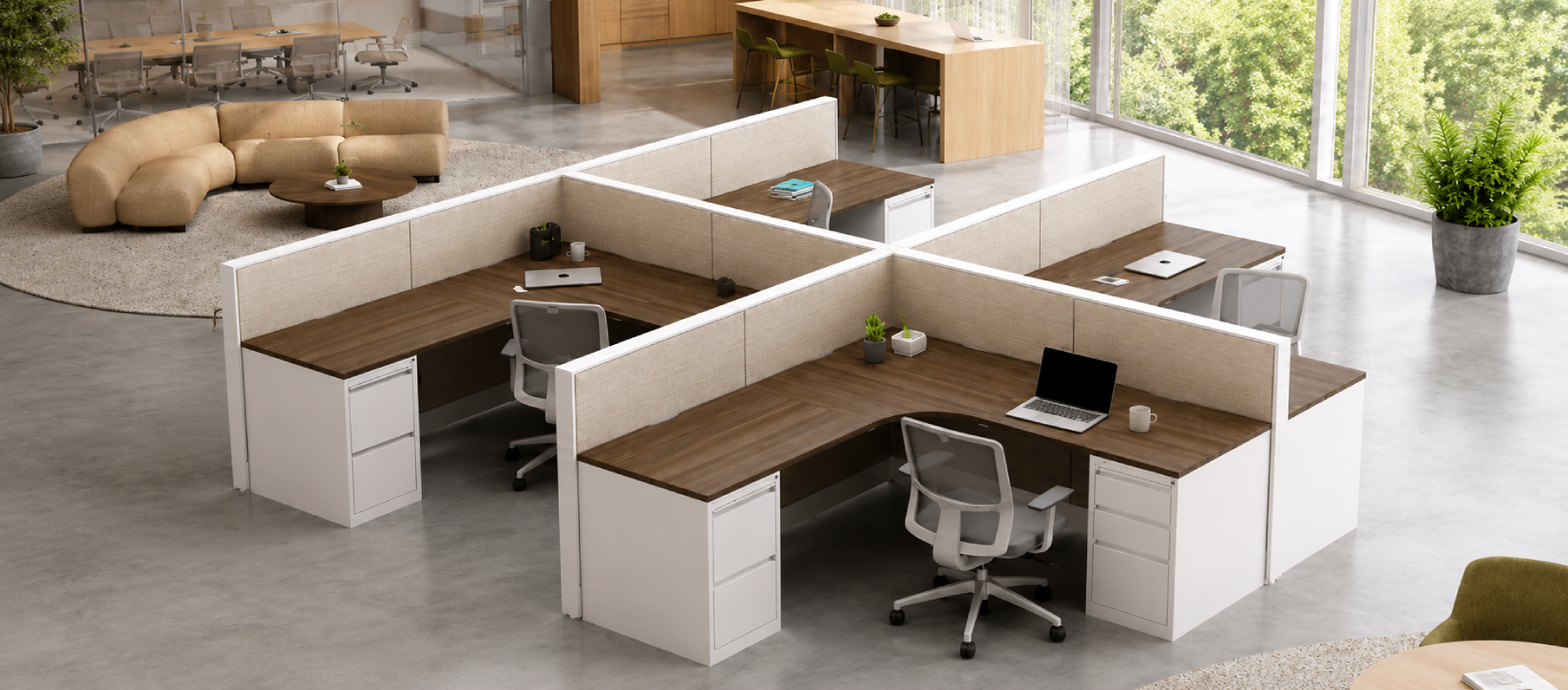4-Person Open 6x6Corner Cubicle
