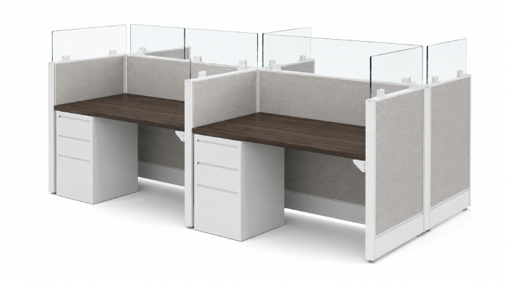 4 Person Open Low 4x2 Cubicle with Glass Panels-typ2