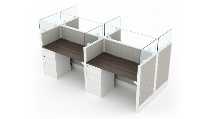 4 Person Open Low 4' x 2' Cubicle with Glass Panels product view