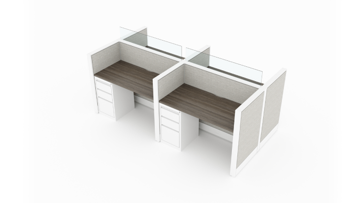 4 Person Open Low 4x2 Cubicle with Glass Stackers product view