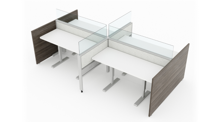 4-Person Open Low 5x2 Cubicle with Height Adjustable Worksurface-product