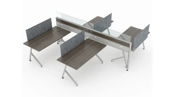 4 Person Open Low 60_ Wide Benching Workstation with Fabric Dividers-typ1
