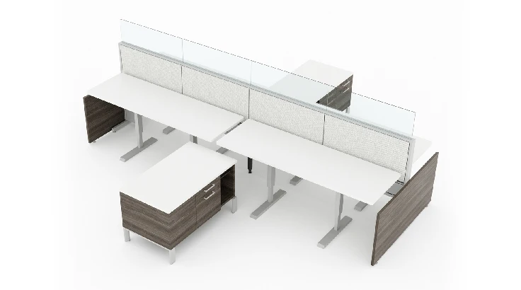 4 Person Open Low 72" wide cubicle with Height Adjustable Worksurface product view