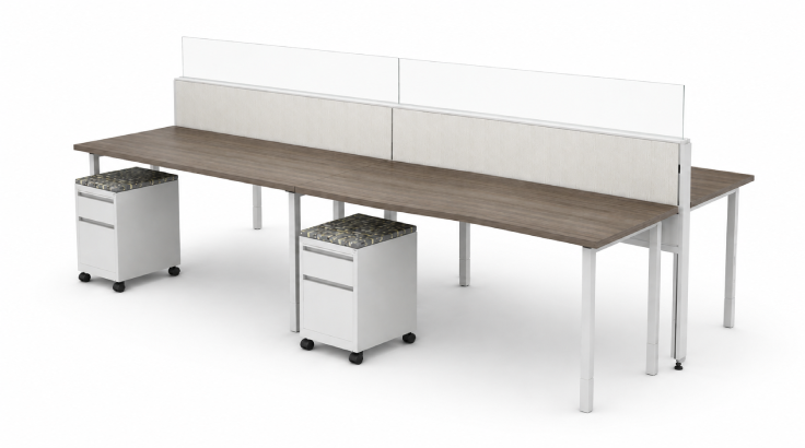 4 Person Open Low Benching Workstation with Modern Glass-typ2