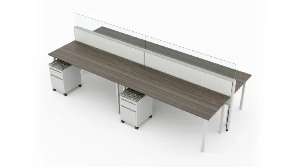 4 Person Open Low Benching Workstation with Modern Glass-typ1