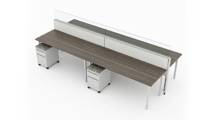 4 Person Open Low Benching Workstation with Modern Glass product view