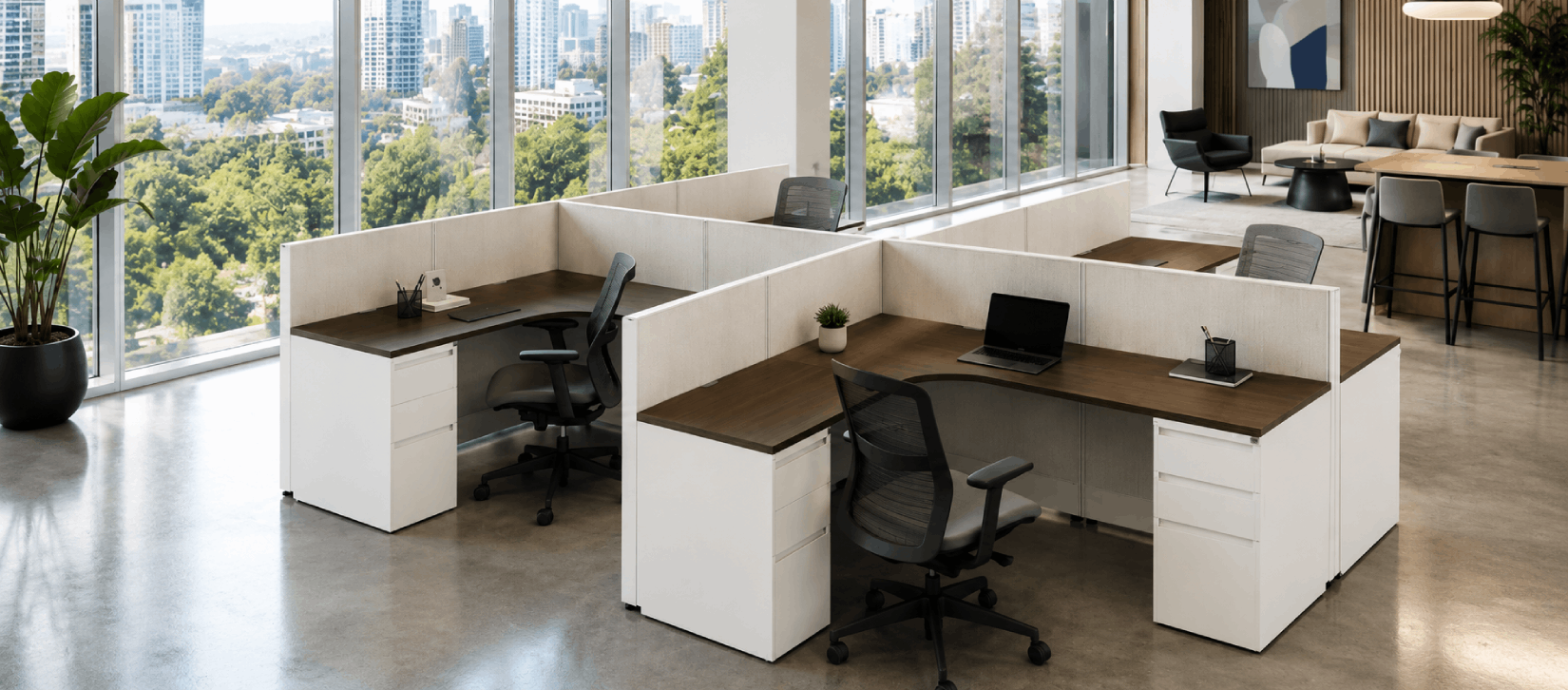 4 Person Open Low Panel 6x6 Corner Cubicle Quickship