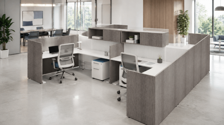4 Person Private 6' x 6' Cubicle with Upper/Lower Storage room view