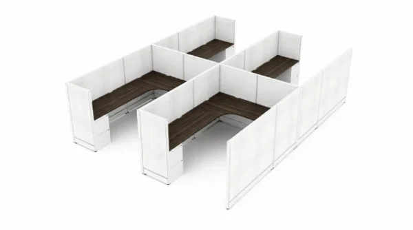 4 Person Private 6x6 Corner Cubicle with Tall End Panels - Quickship-typ1
