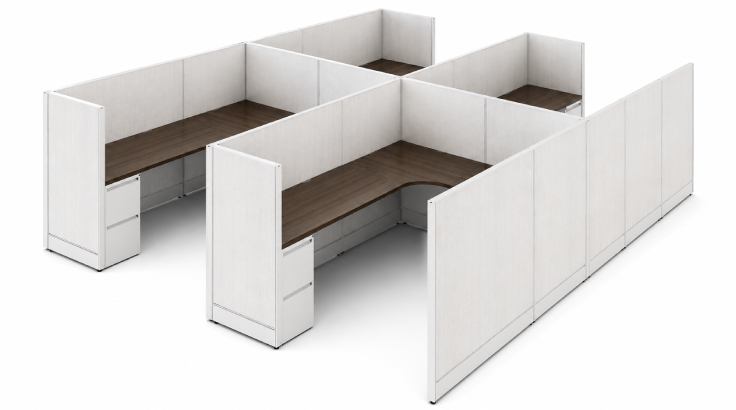 4 Person Private 6x6 Corner Cubicle with Tall End Panels - Quickship product view
