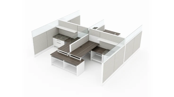 4 Person Private 6x6 Cubicle Pod with Glass Panels product view
