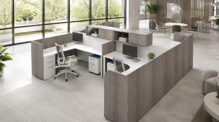 4-Person Private 6x6 Cubicle with Overhead Storage room view