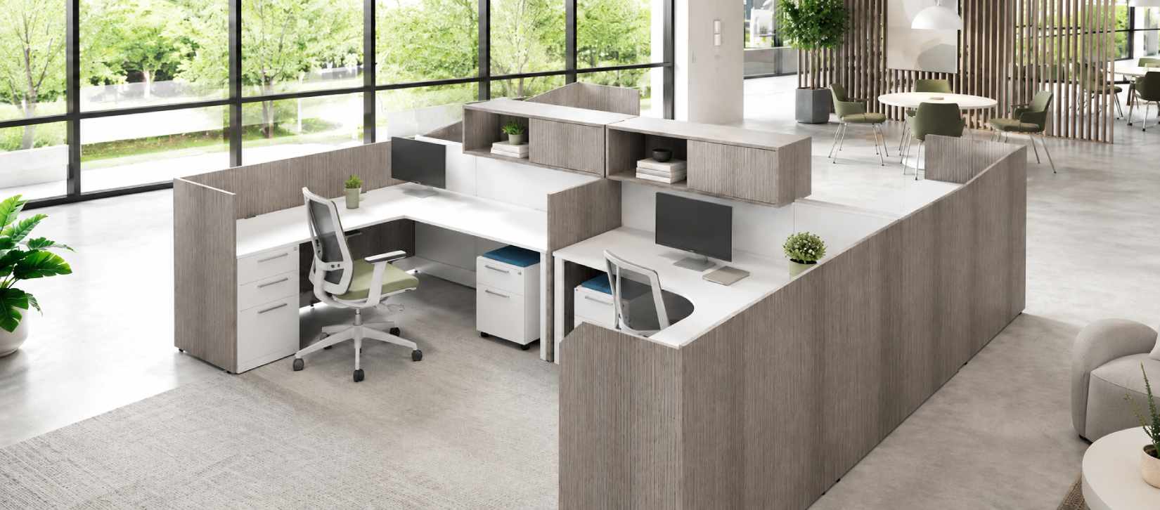 4-Person Private 6x6 Cubicle with Overhead Storage-banner