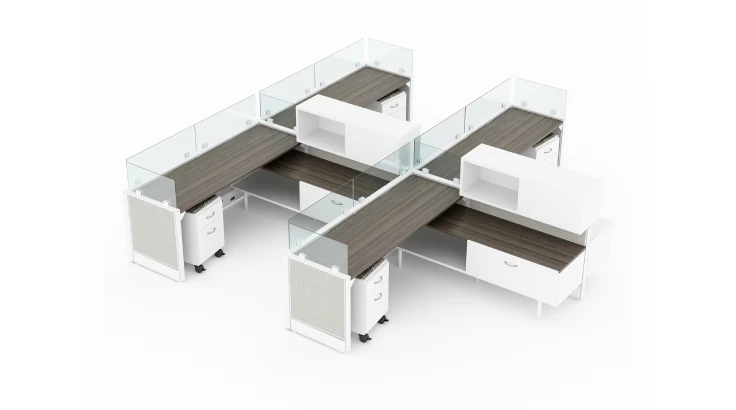4 Person Private 6x6 Cubicle with Overhead/Lower Storage product view