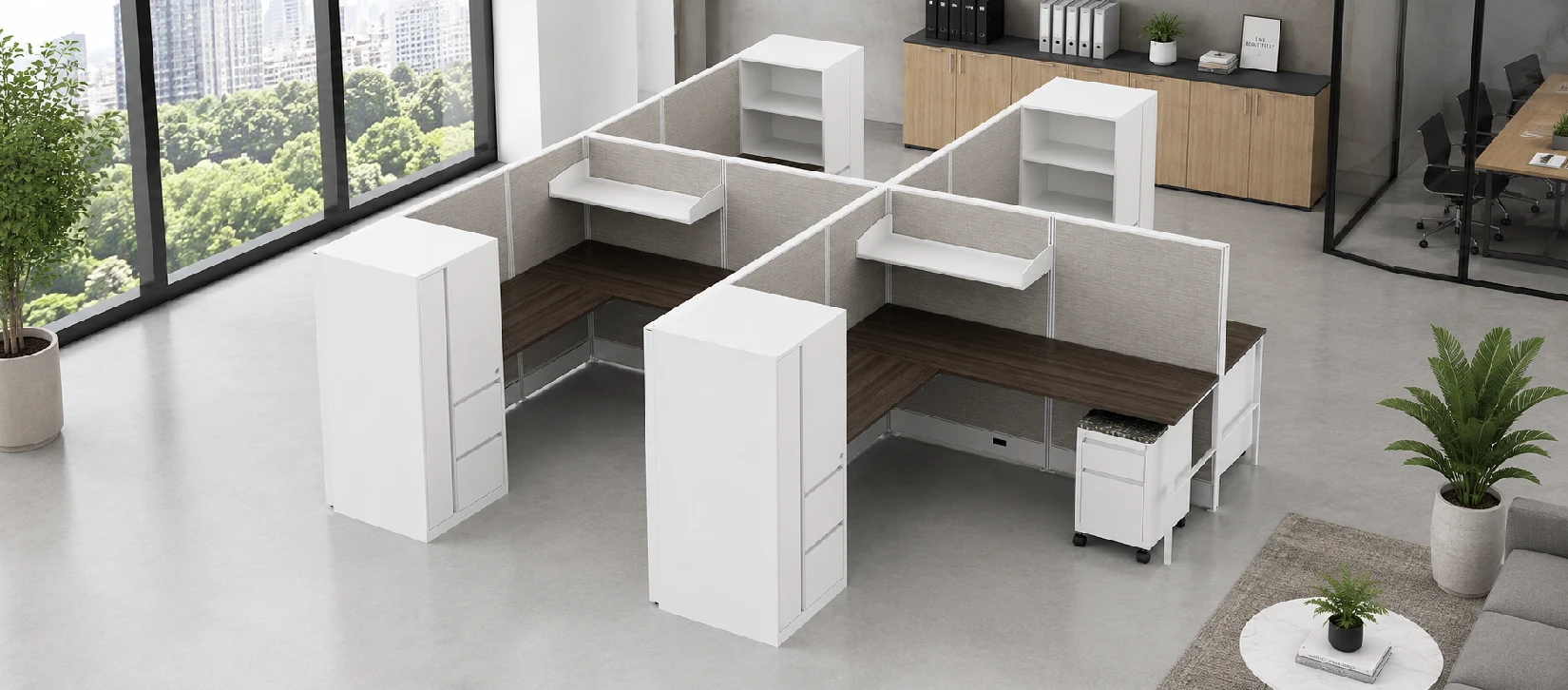 4 Person Private 6x6 Cubicle with Tall Storage