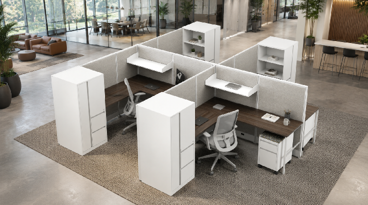4 Person Private 6x6 Cubicle with Tall Storage room view