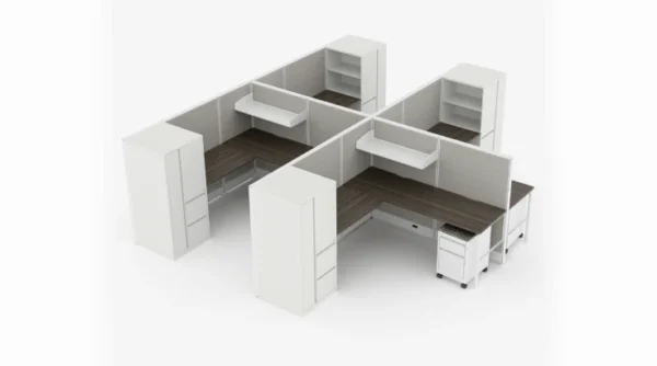 4 Person Private 6x6 Cubicle with Tall Storage-typ1