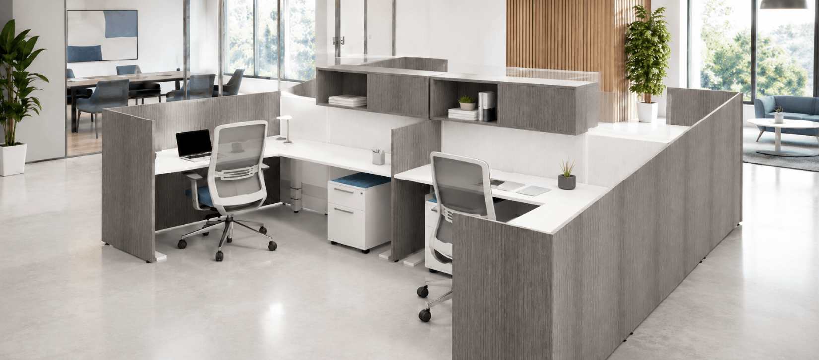 4 Person Private 6x6 Cubicle with Upper_Lower Storage