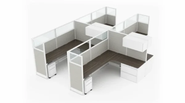 4 Person Private 6x8 Cubicle with Framed Glass Panels-typ1