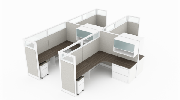 4-Person Private 6x8 Cubicle with Overhead Storage_Framed Glass-product