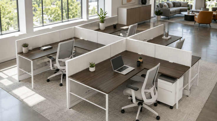 4 Person Semi-Private 8x6 Cubicle - Quickship room view