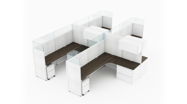4 Person Private 8x6 Cubicle with Overhead Storage - Quickship-product