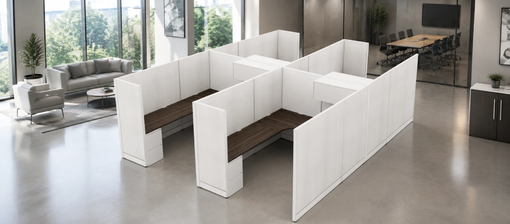4 Person Private 8x8 Cubicle with Overhead Storage