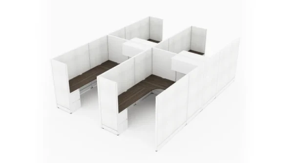 4 Person Private 8x8 Cubicle with Overhead Storage - Quickship-typ2