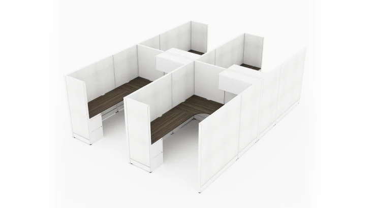 4 Person Private 8x8 Cubicle with Overhead Storage - Quickship-typ2