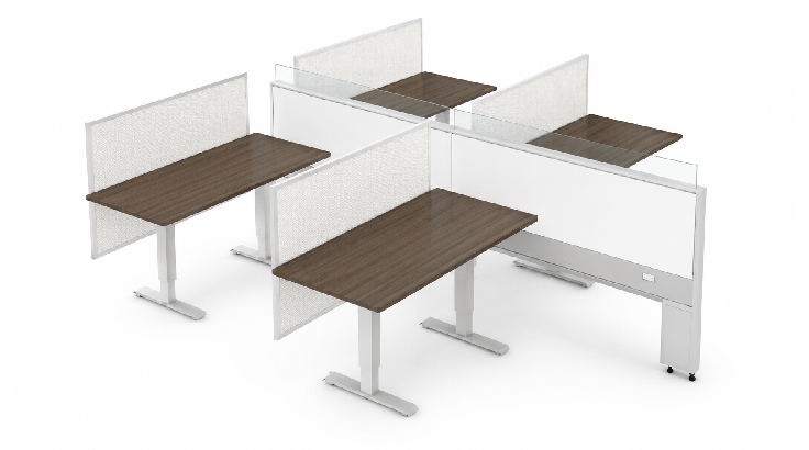 4 Person Semi Private 5x5 Cubicle with Height Adjustable Worksurface