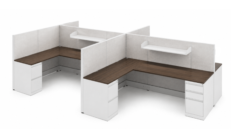 4 Person Semi-Private 6x6 Corner Cubicle with Open Shelf - Quickship-typ2