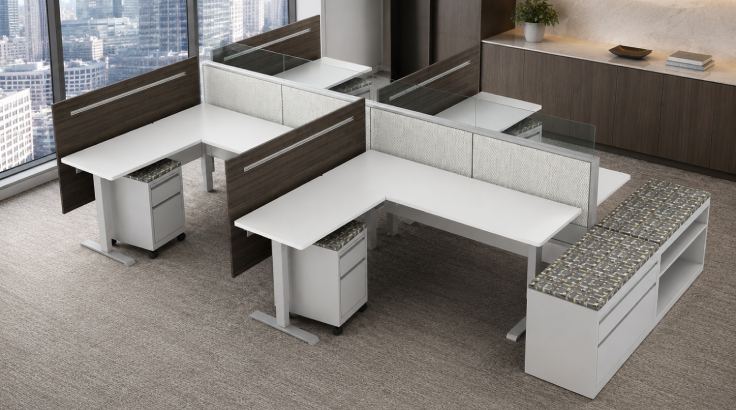 4 Person Semi Private 6'x4 Cubicle with Height Adjustable Worksurface room view