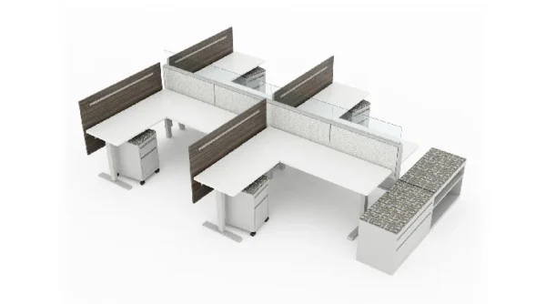 4 Person Semi Private 6'x4 Cubicle with Height Adjustable Worksurface-typ1