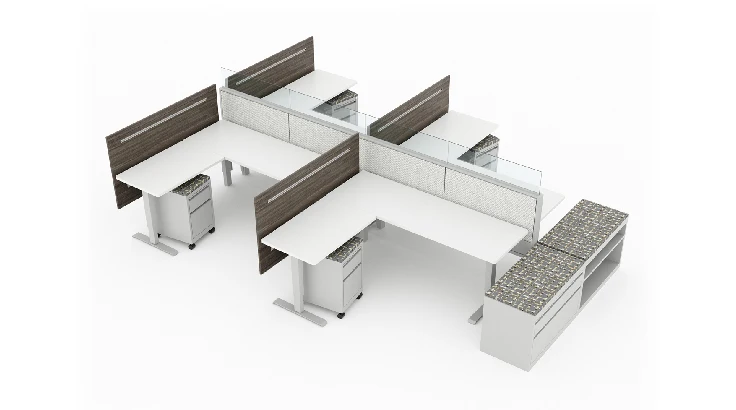 4 Person Semi Private 6'x4 Cubicle with Height Adjustable Worksurface product view